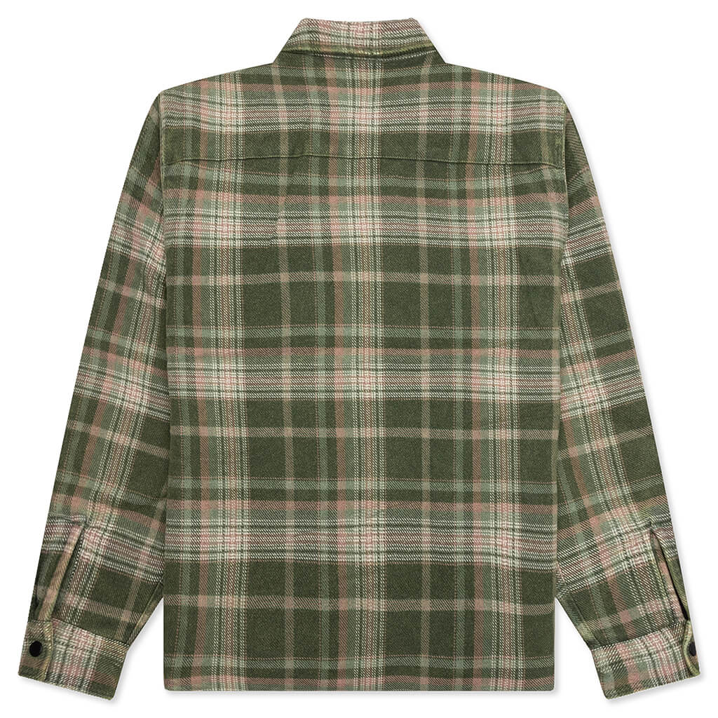 Heavy Washed Plaid Shirt - Green - Image 2