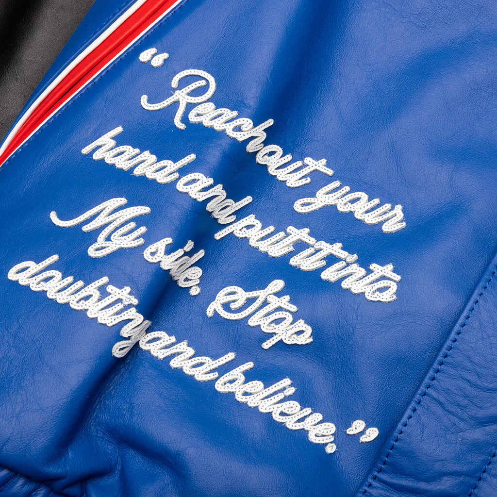 Saint Michael x Denim Tears Holy Grail Varsity Jacket - Blue - Image 4