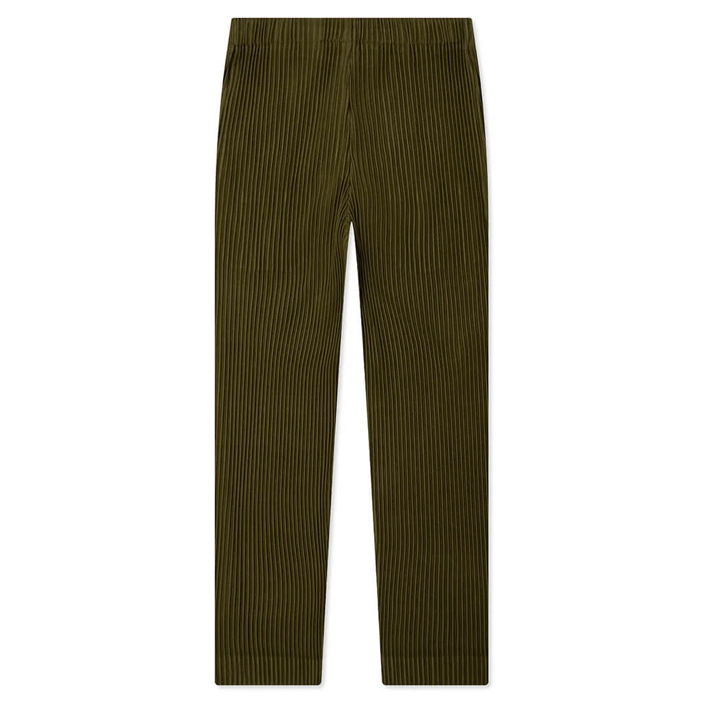 Color Pleats Pants - Olive Khaki - Image 2