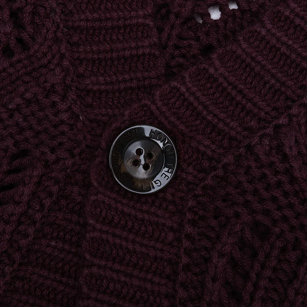 Cable Cardigan - Berry - Image 4
