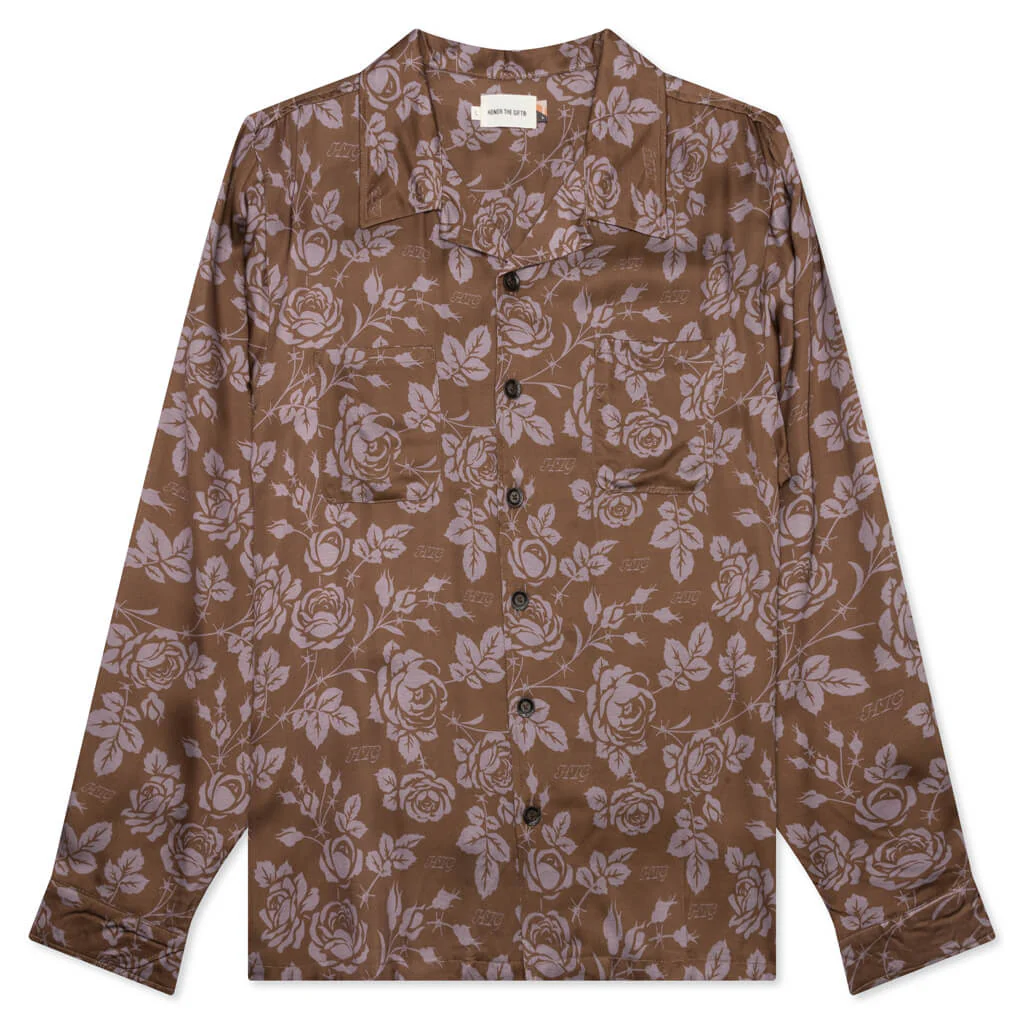 Honor the Gift Patterned Woven L/S - Brown