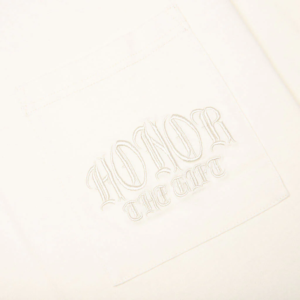 Embroidered Pocket Tee - Bone - Image 4