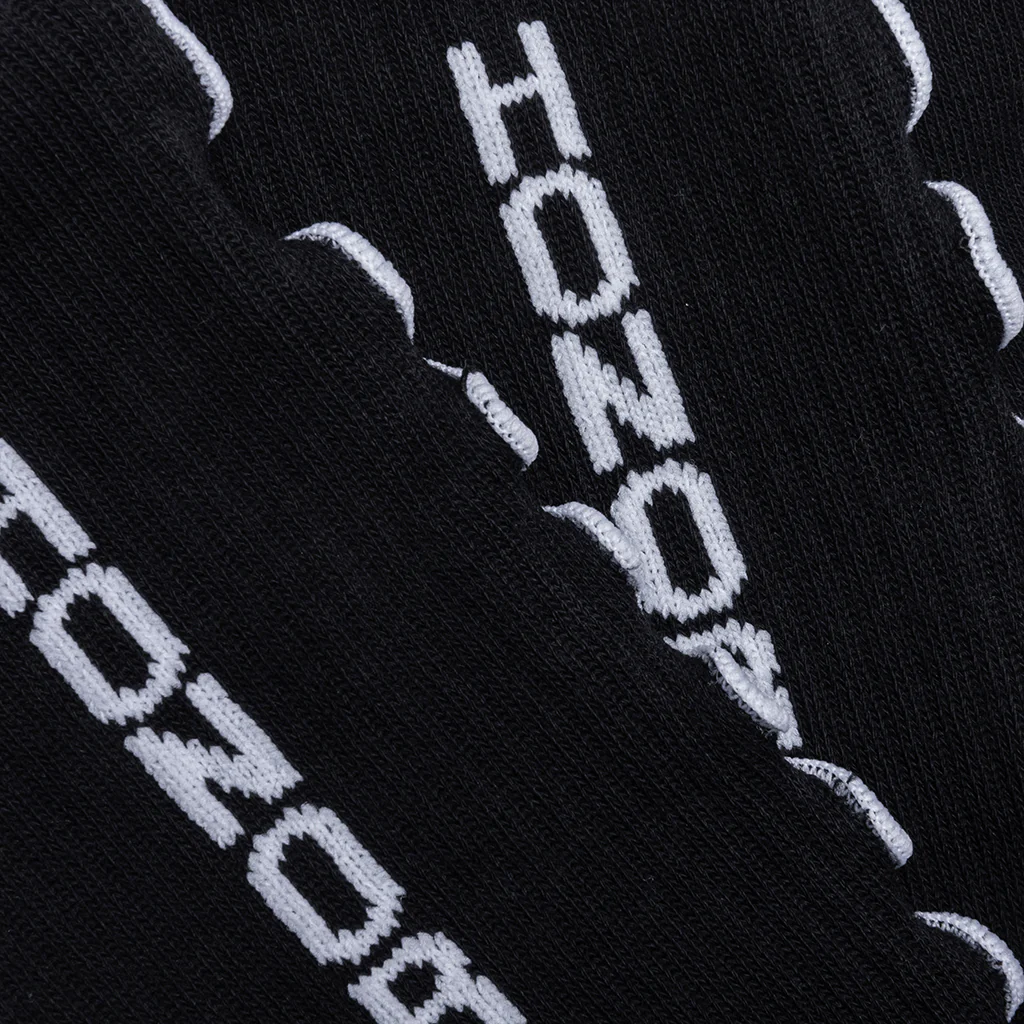 Embroidery Edge Ribbed Sock - Black - Image 2