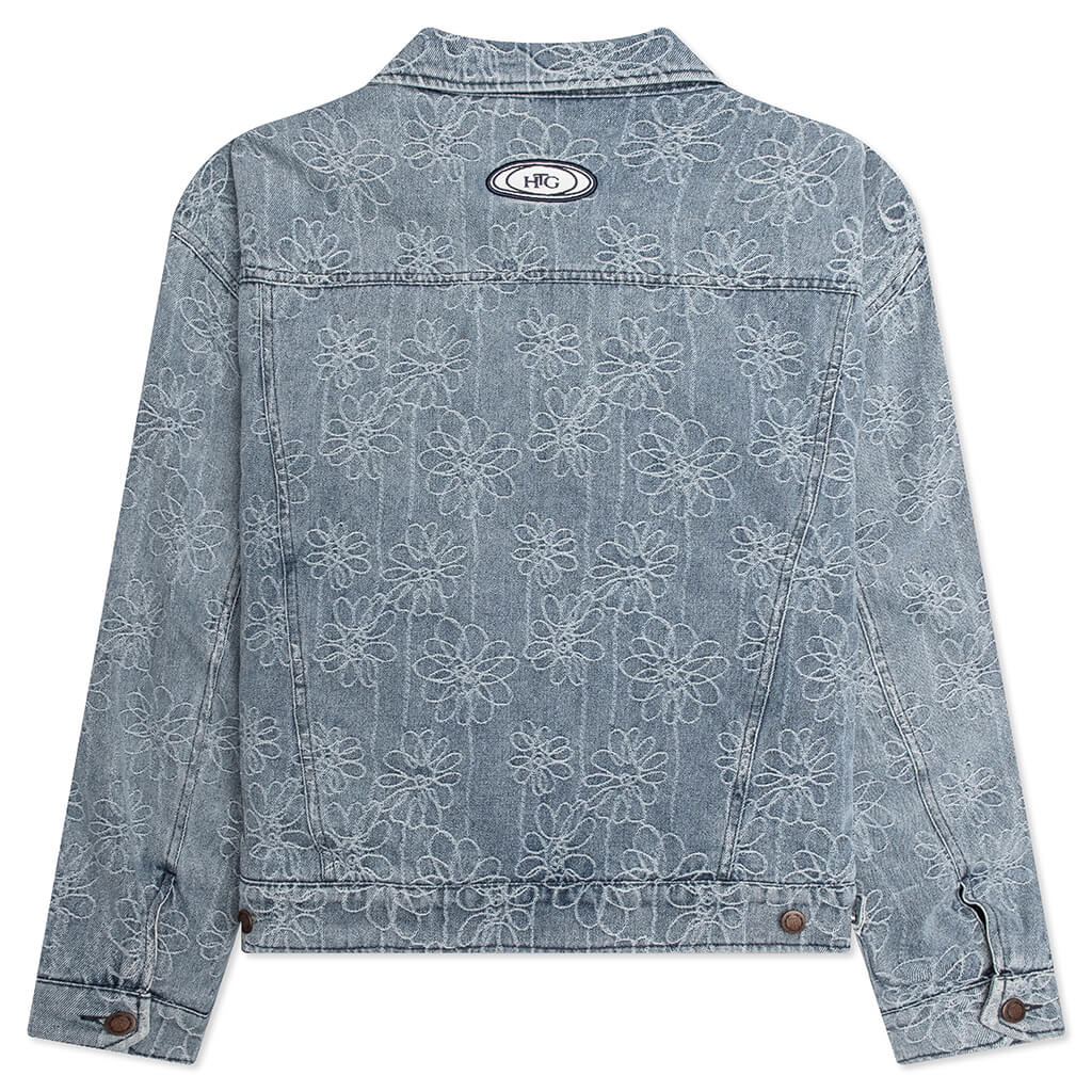 Floral Denim Jacket - Light Indigo - Image 2