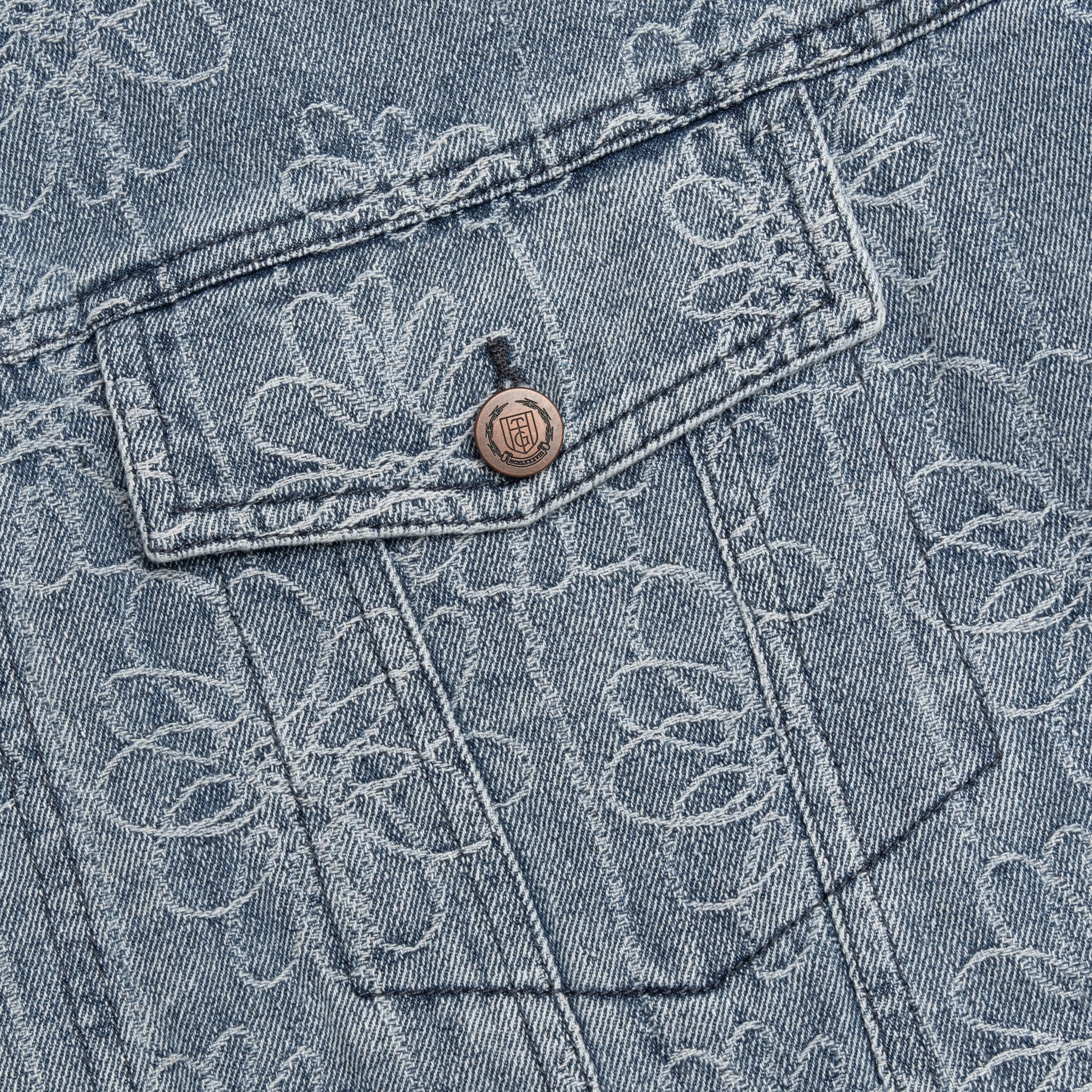 Floral Denim Jacket - Light Indigo - Image 4