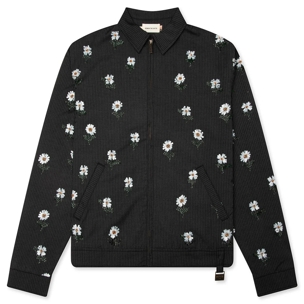 Flowers Beaded Jacket - Black