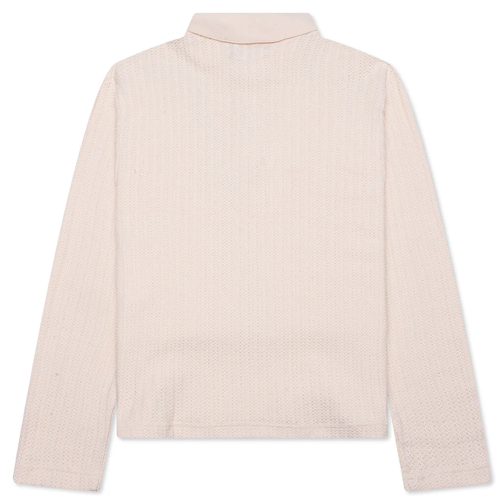 Long Sleeve Knit Polo - Bone - Image 2