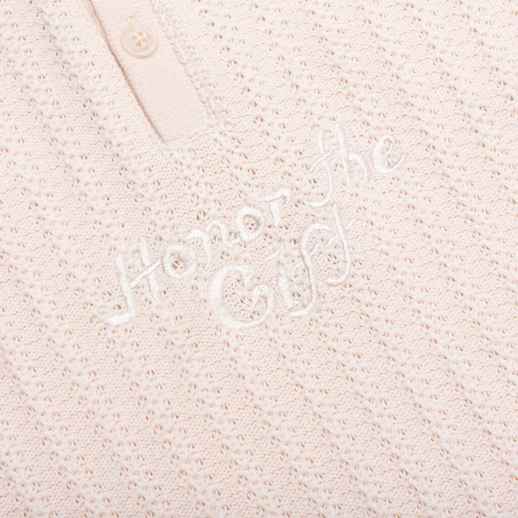 Long Sleeve Knit Polo - Bone - Image 4