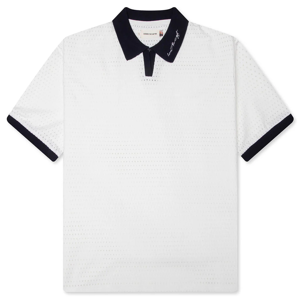 Pique Colorblock Polo - Bone