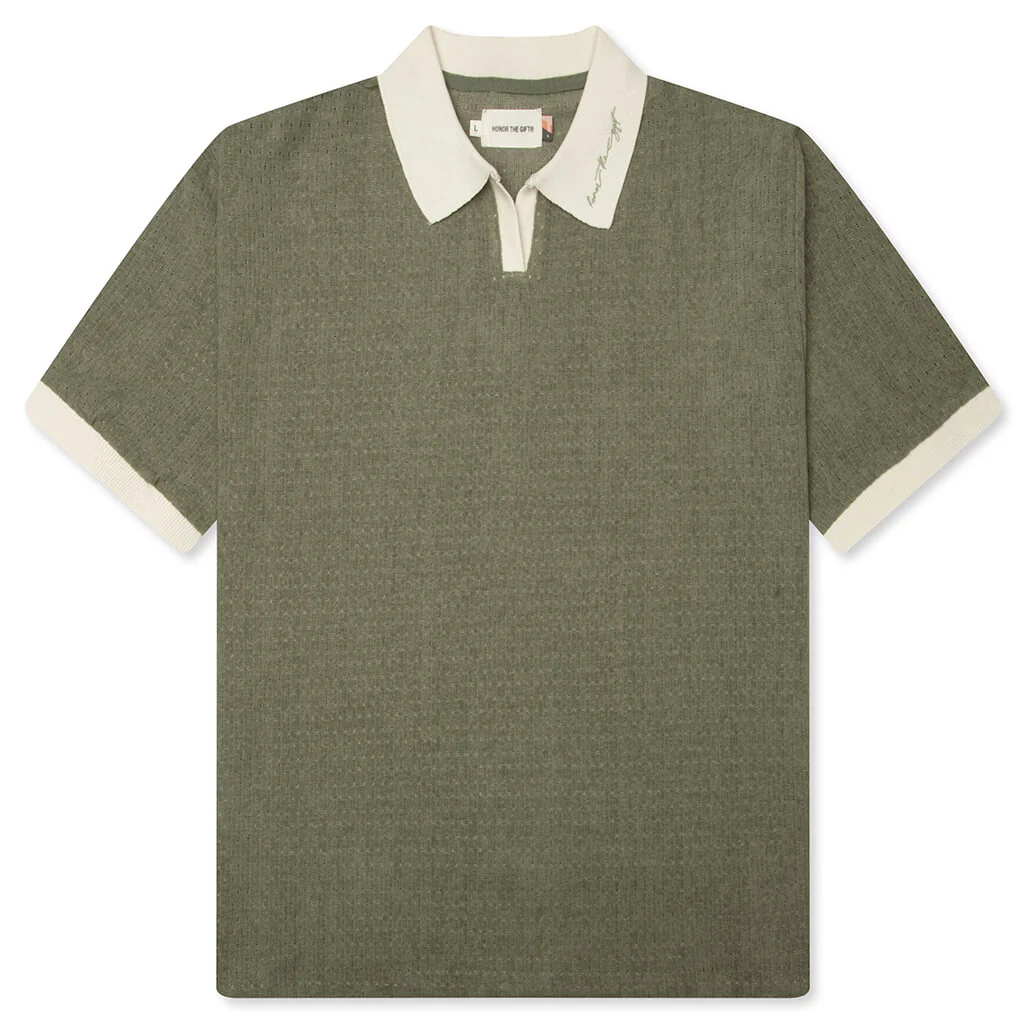 Pique Colorblock Polo - Sage