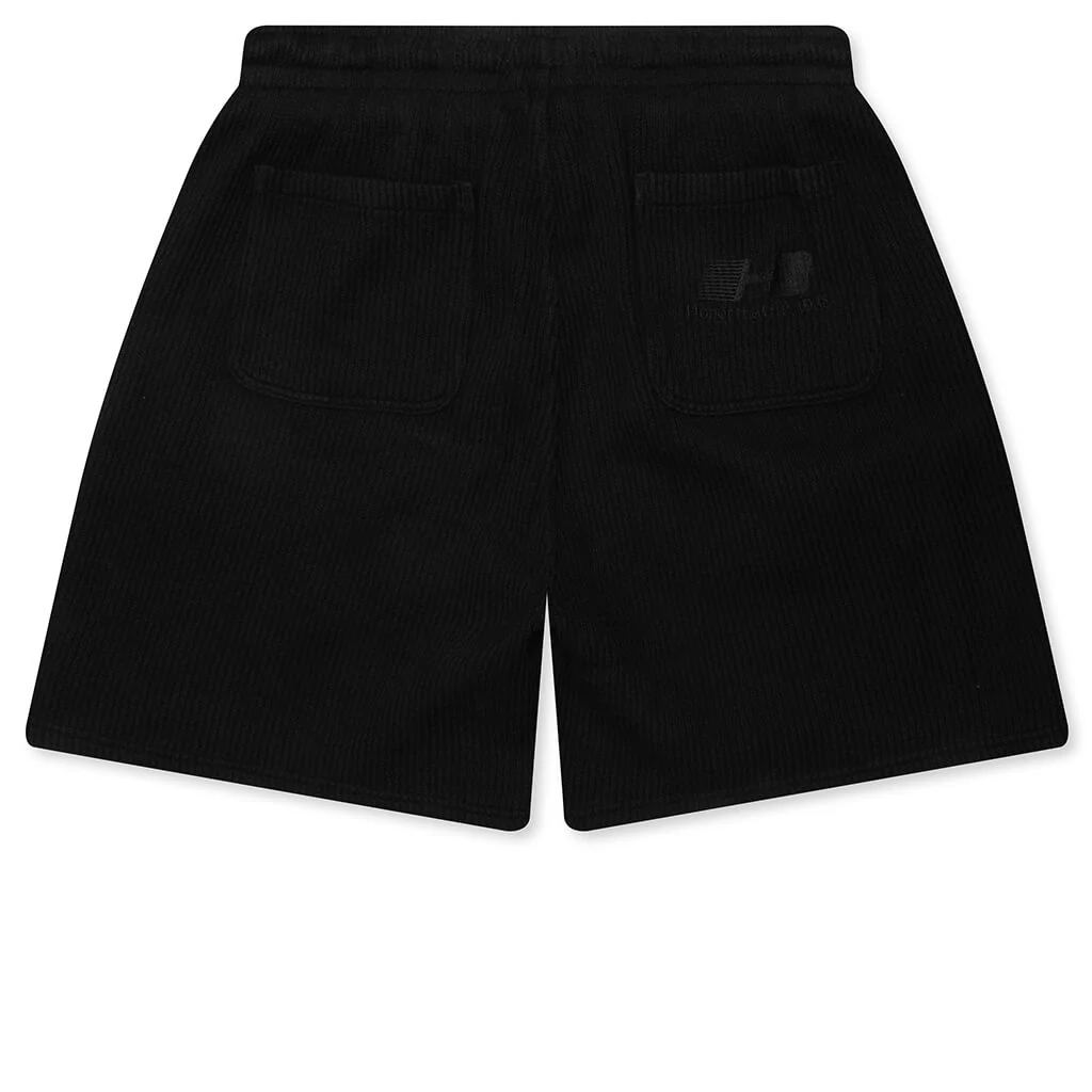 Rib Knit Drawcord 7" Shorts - Black - Image 2