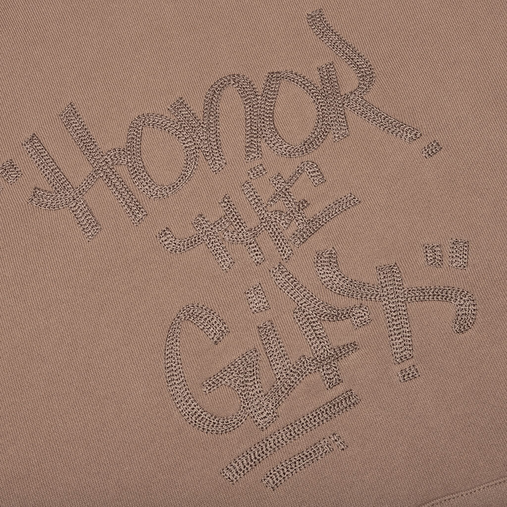 Script Embroidered Hoodie - Light Brown - Image 4