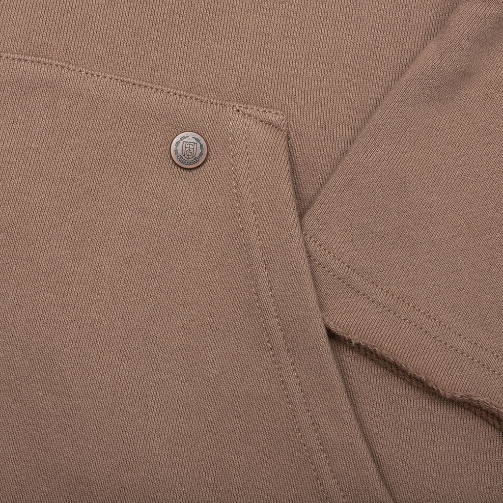 Script Embroidered Hoodie - Light Brown - Image 5