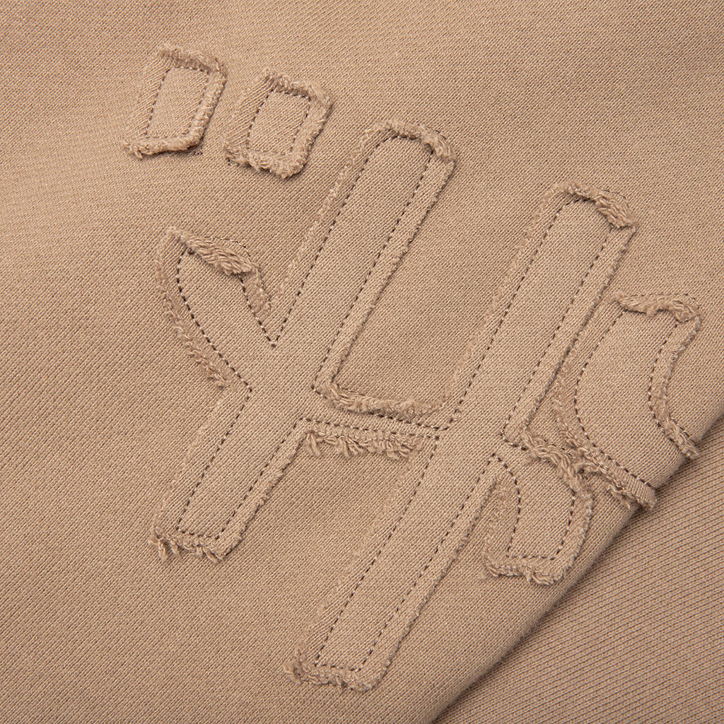 Script Embroidered Sweats - Light Brown - Image 3