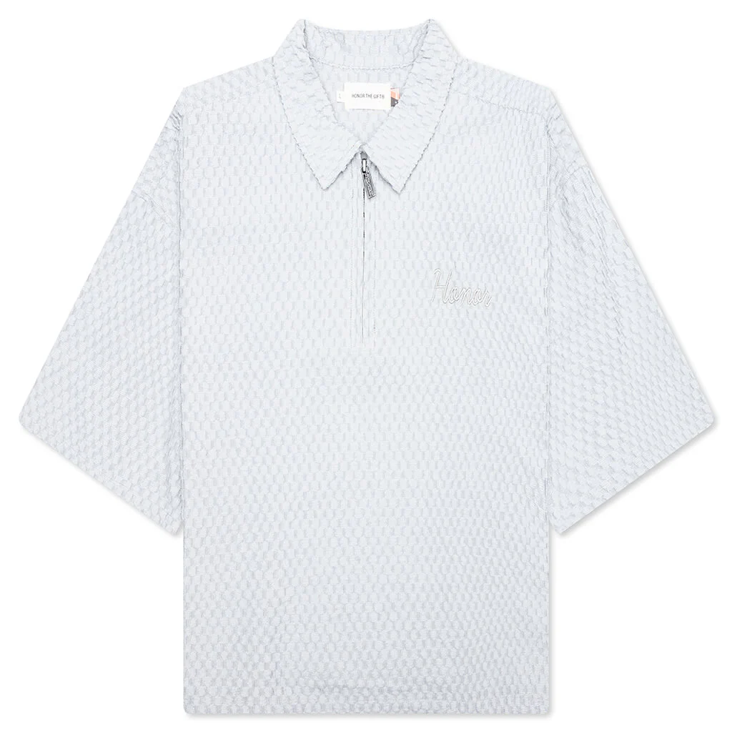 Textured Knit Quarter Zip - Grey