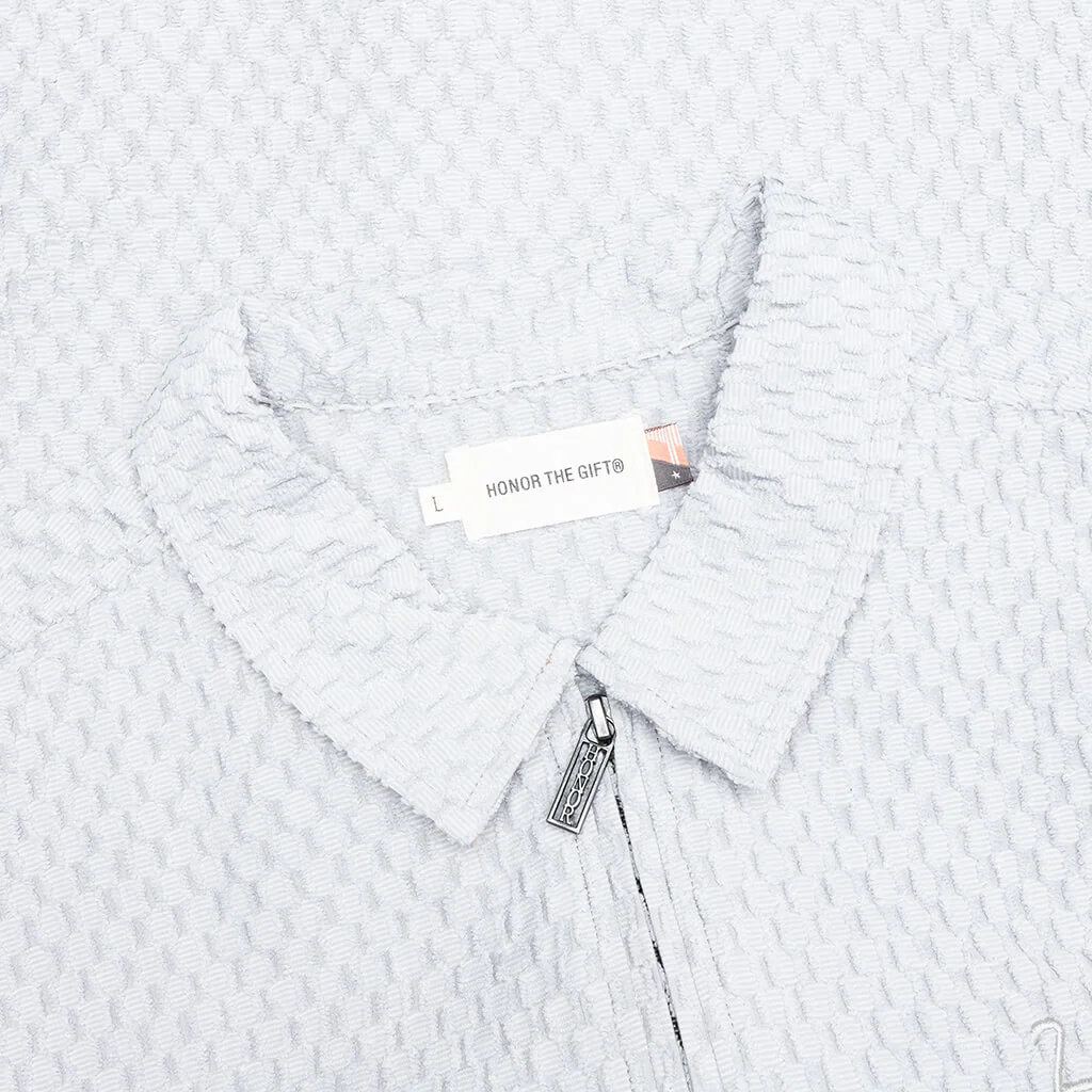 Textured Knit Quarter Zip - Grey - Image 3