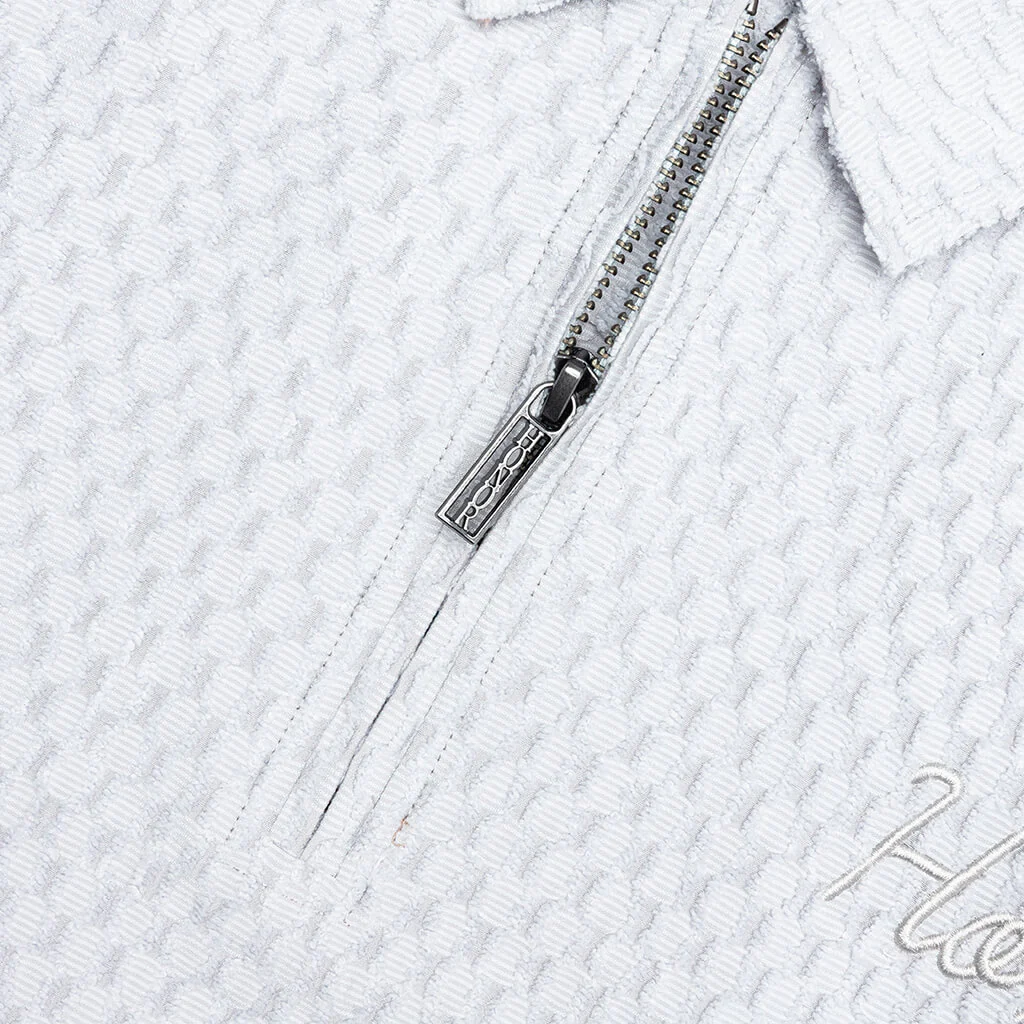 Textured Knit Quarter Zip - Grey - Image 4