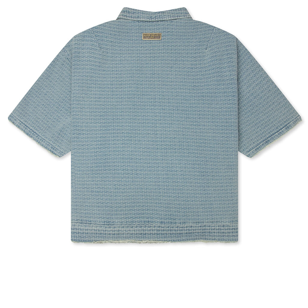 Vintage Indigo Zip Front Short Sleeve - Light Indigo - Image 2