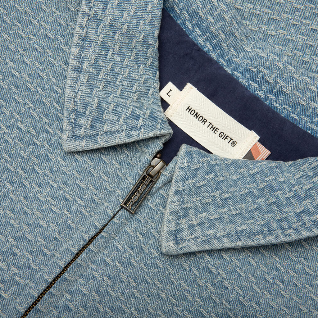 Vintage Indigo Zip Front Short Sleeve - Light Indigo - Image 3