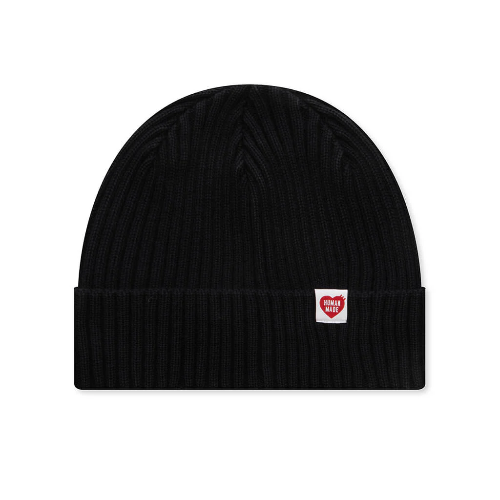 Cotton Rib Beanie - Black