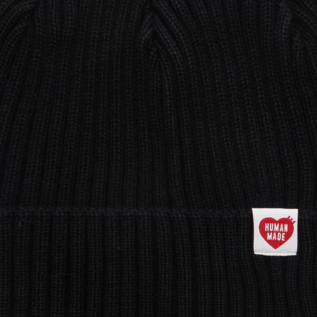 Cotton Rib Beanie - Black - Image 2