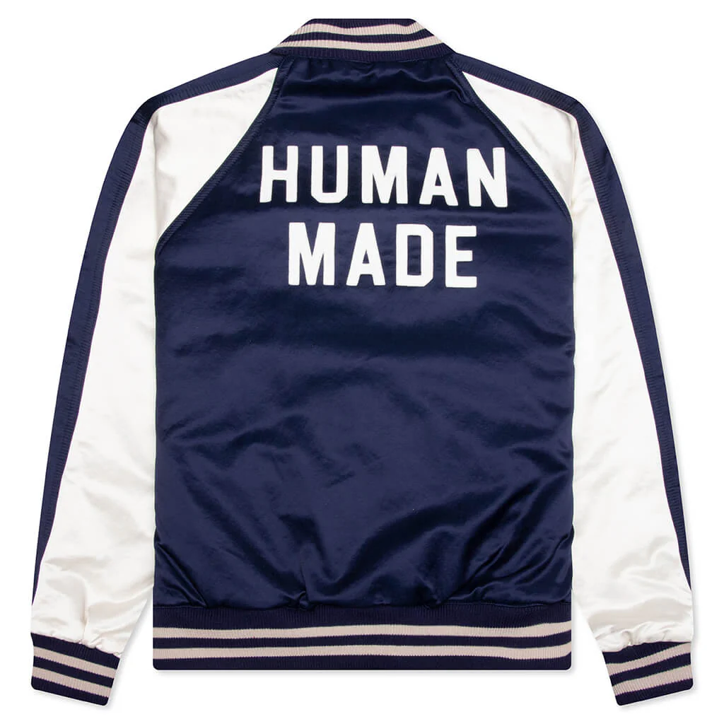 Satin Stadium Jacket - Navy - Image 2
