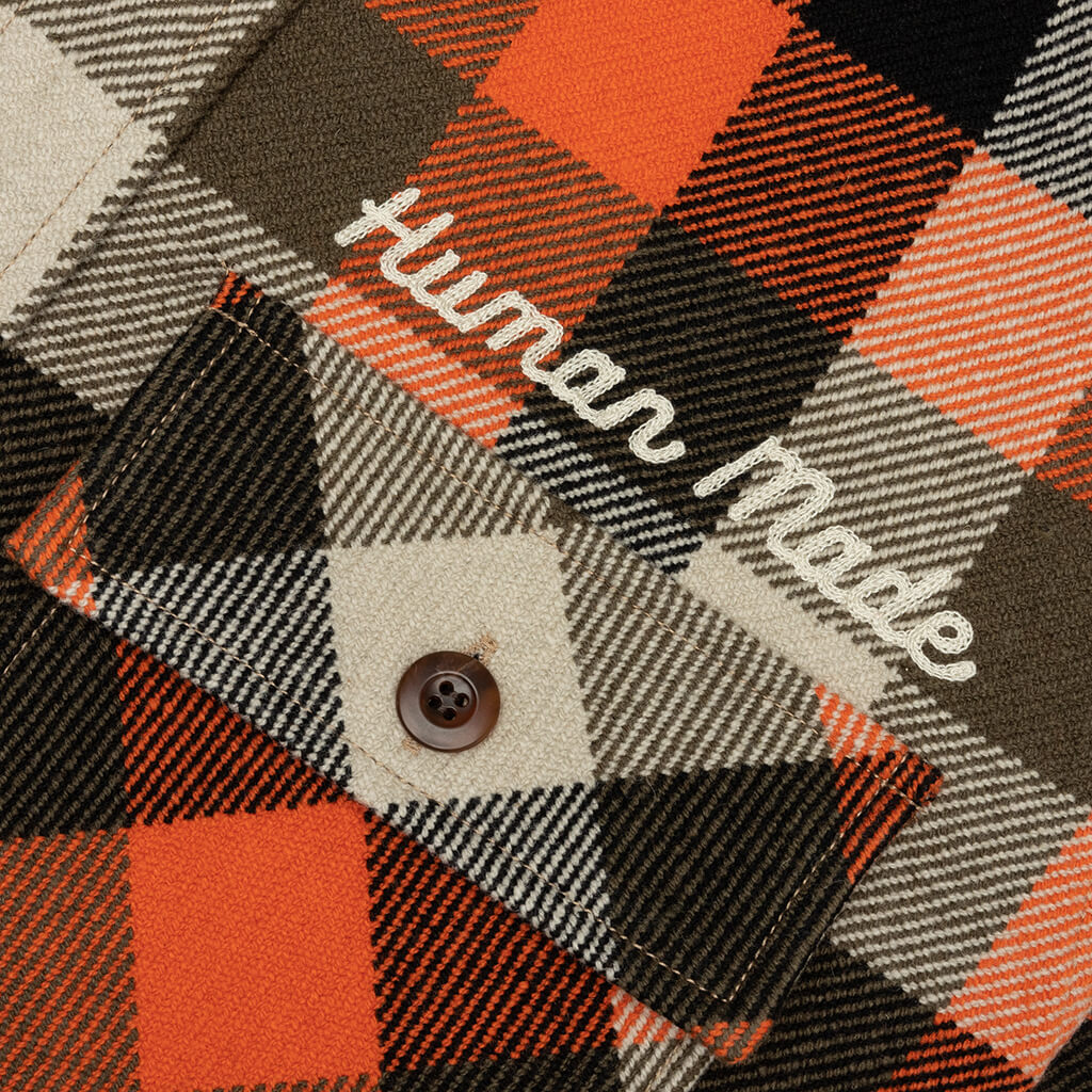 Wool Check Shirt - Orange - Image 3