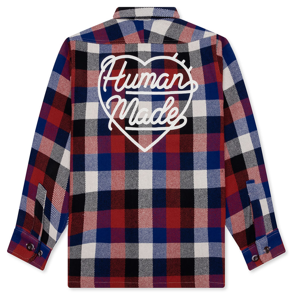 Wool Check Shirt Jacket - Red - Image 2