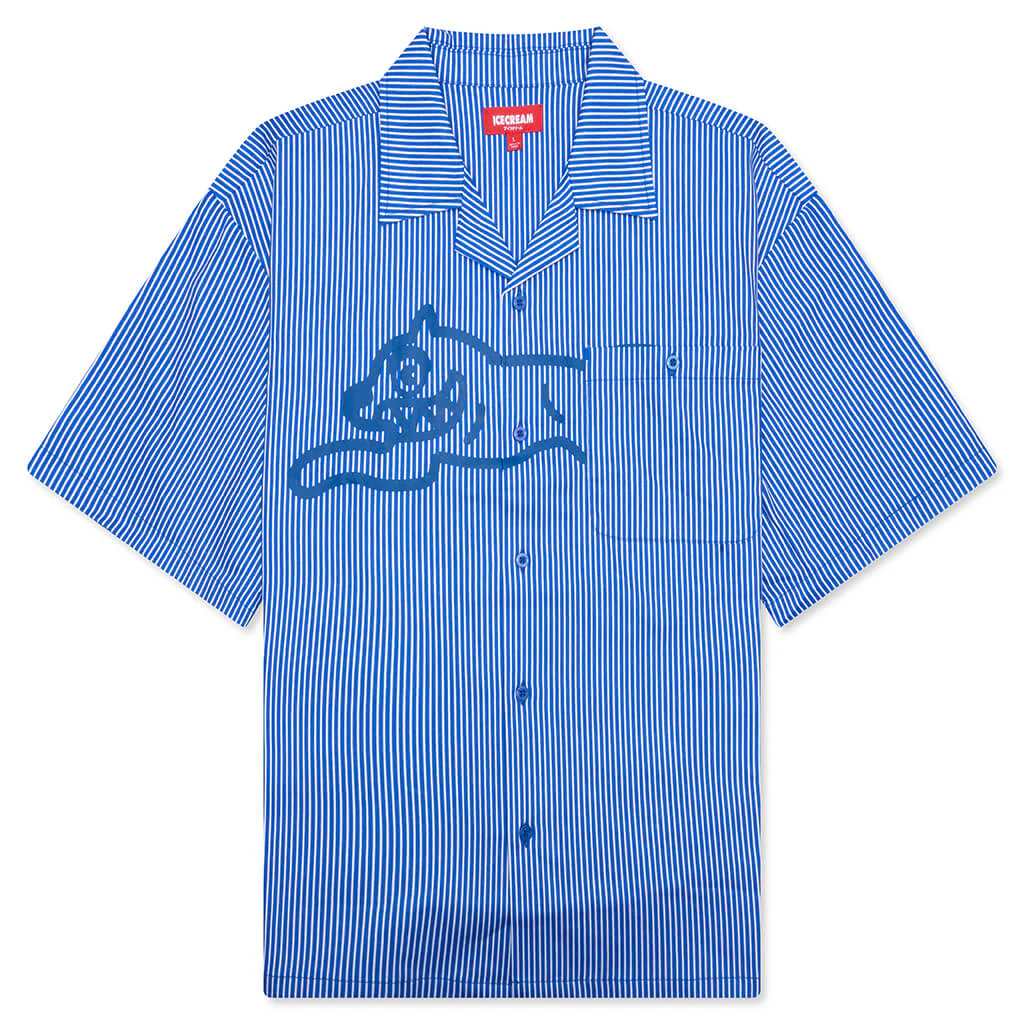 Decker S/S Woven Crop Fit Button Up - Victoria Blue