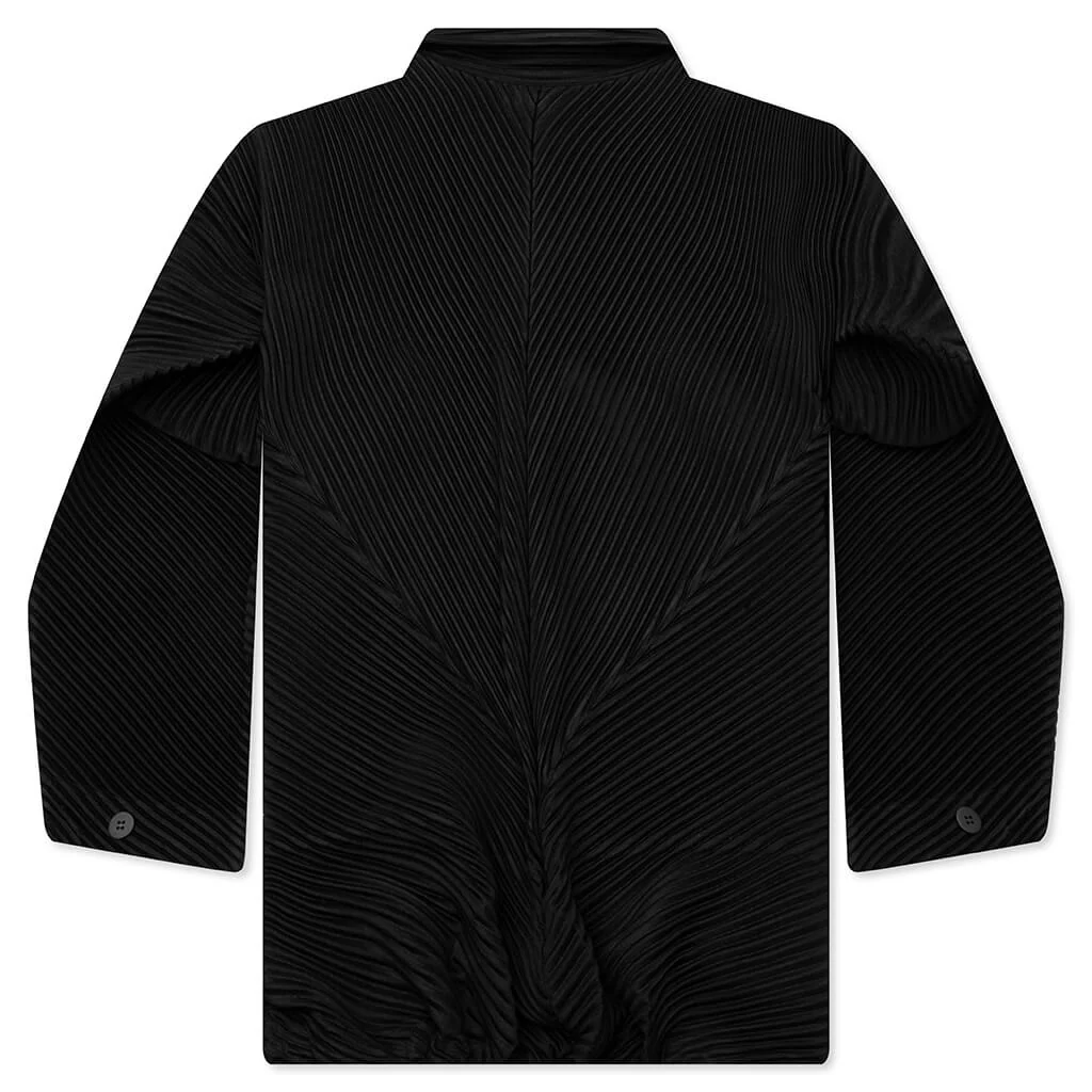 September Turtle Neck L/S Button Up - Black - Image 2