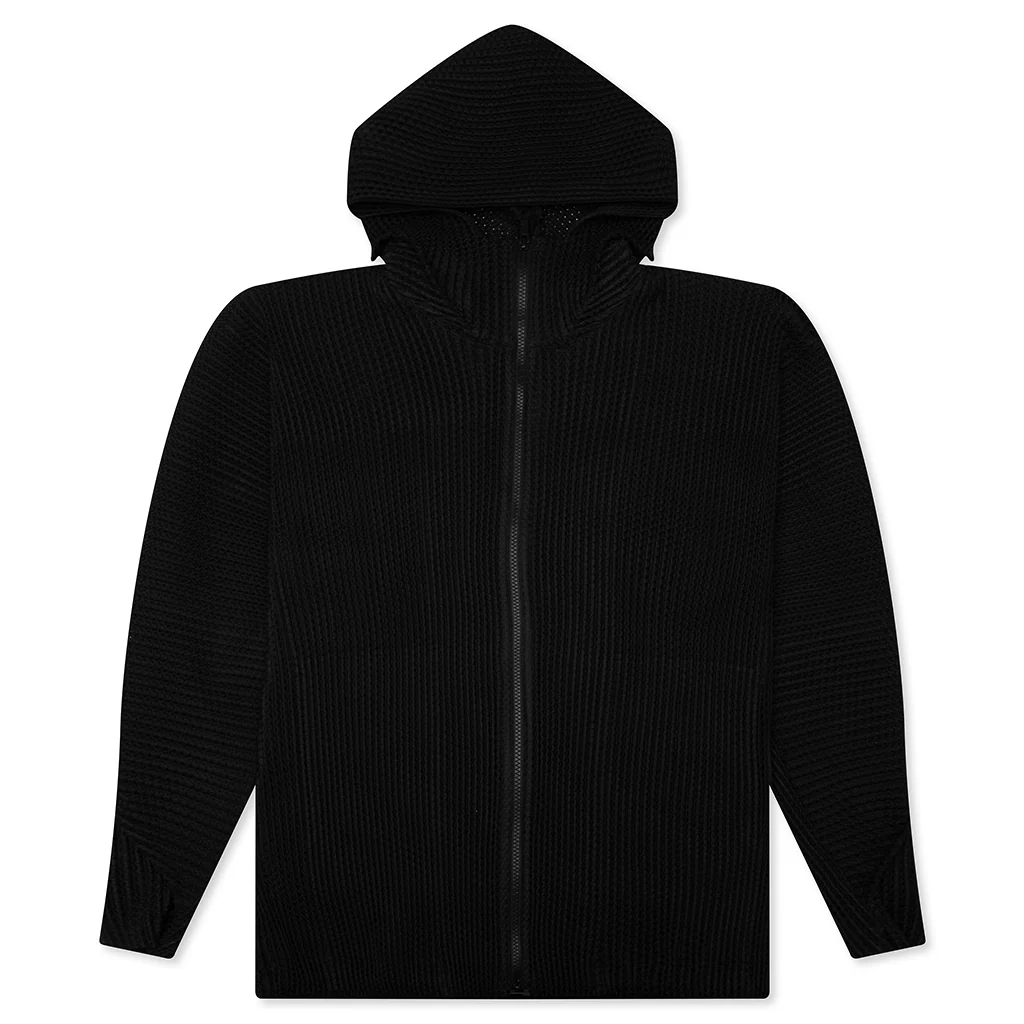 Wickerwork Mesh Zip-up - Black
