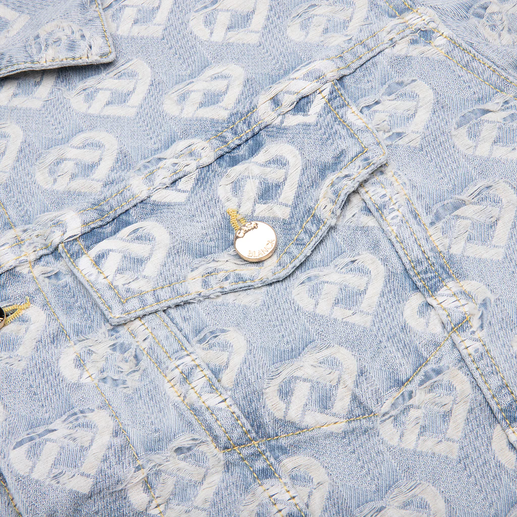Jacquard Denim Jacket - Washed Indigo - Image 4