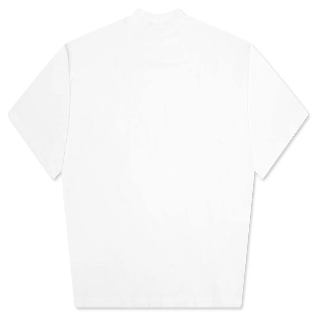 Mock Neck Boxy Fit T-Shirt - White - Image 2