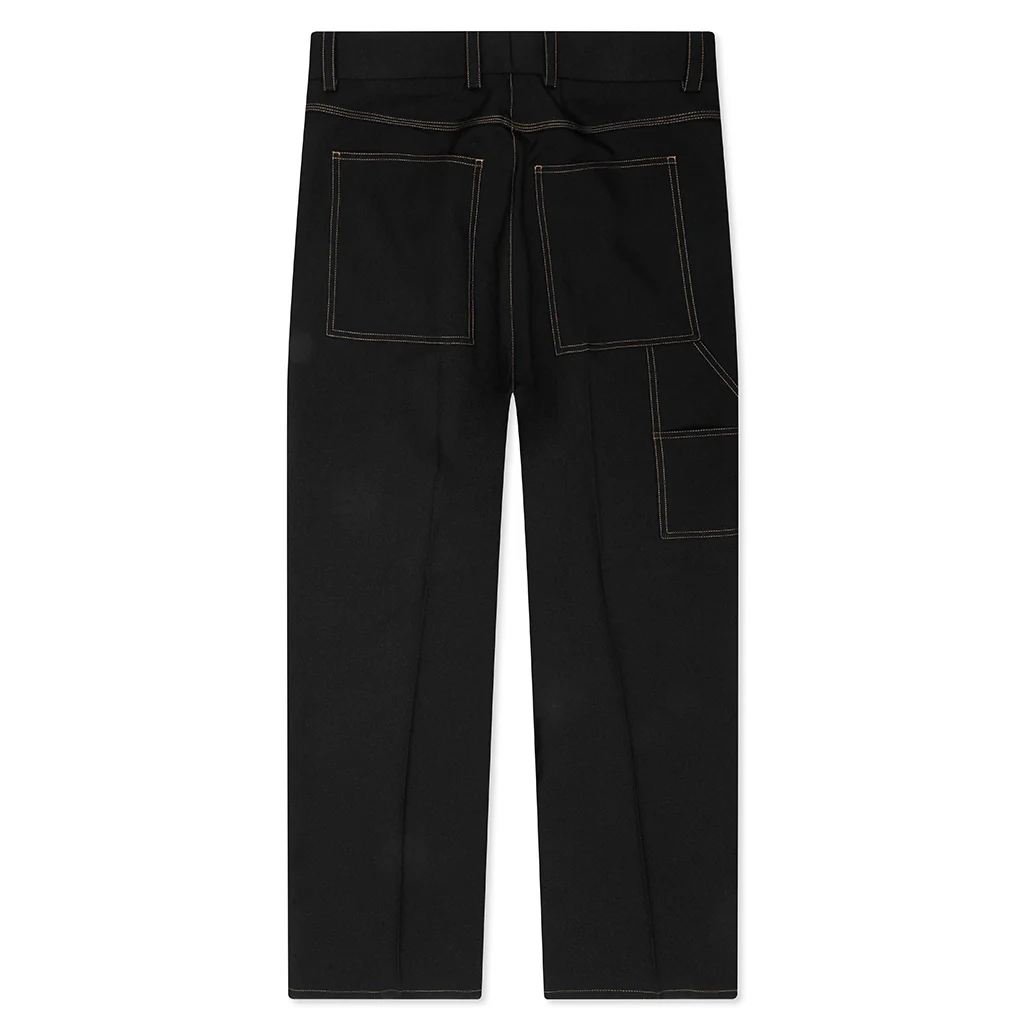 Recycled Polyester Gabardine Loose Fit Trousers - Black - Image 2