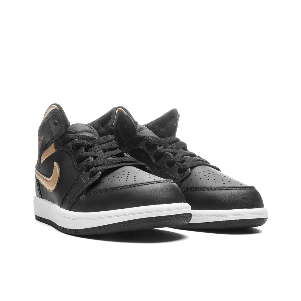 Jordan 1 Mid (PS) - Black/Metallic Gold/White - Image 2