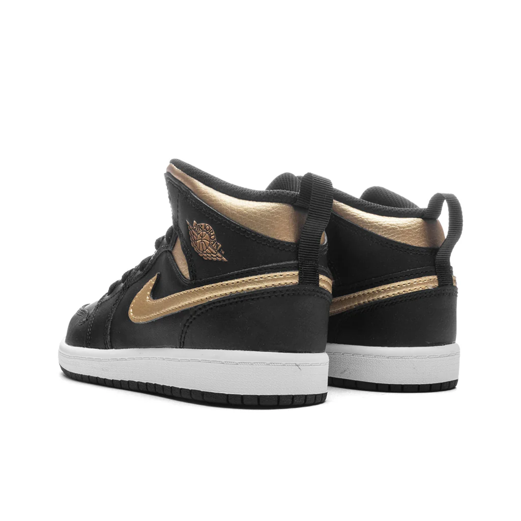 Jordan 1 Mid (PS) - Black/Metallic Gold/White - Image 3