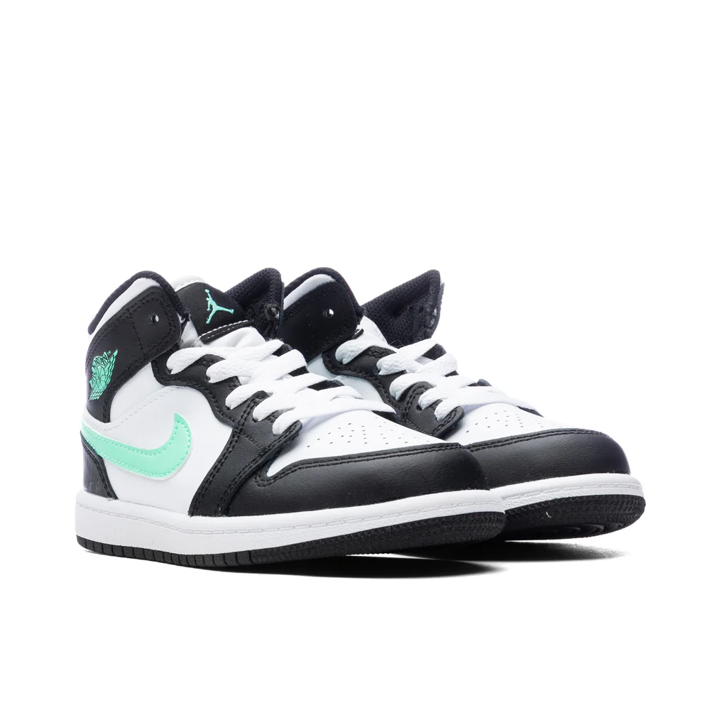 Jordan 1 Mid (PS) - White/Green Glow/Black - Image 2