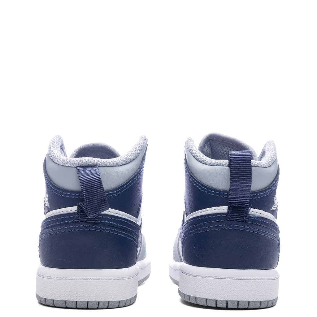 Jordan 1 Mid (PS) - White/Midnight Navy/Wolf Grey - Image 4