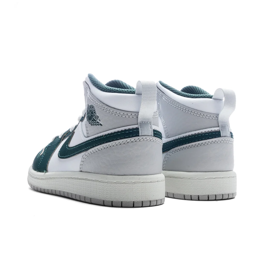 Jordan 1 Mid SE (PS) - White/Oxidized Green/Sail/Neutral Grey - Image 3
