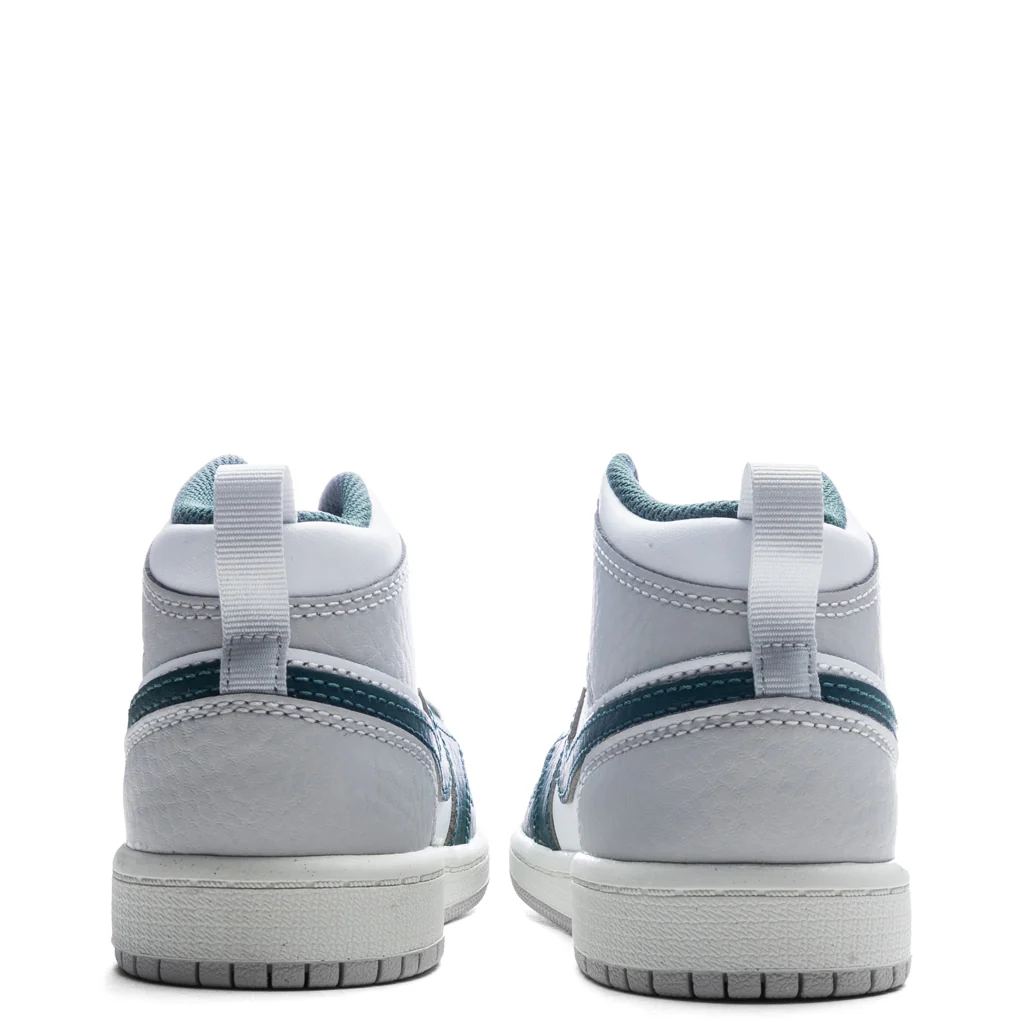 Jordan 1 Mid SE (PS) - White/Oxidized Green/Sail/Neutral Grey - Image 4
