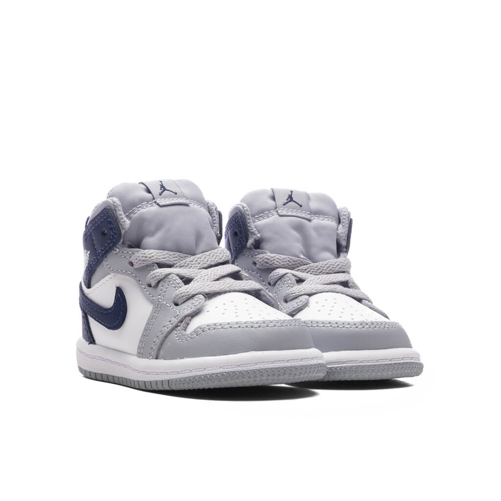 Jordan 1 Mid (TD) - White/Midnight Navy/Wolf Grey - Image 2