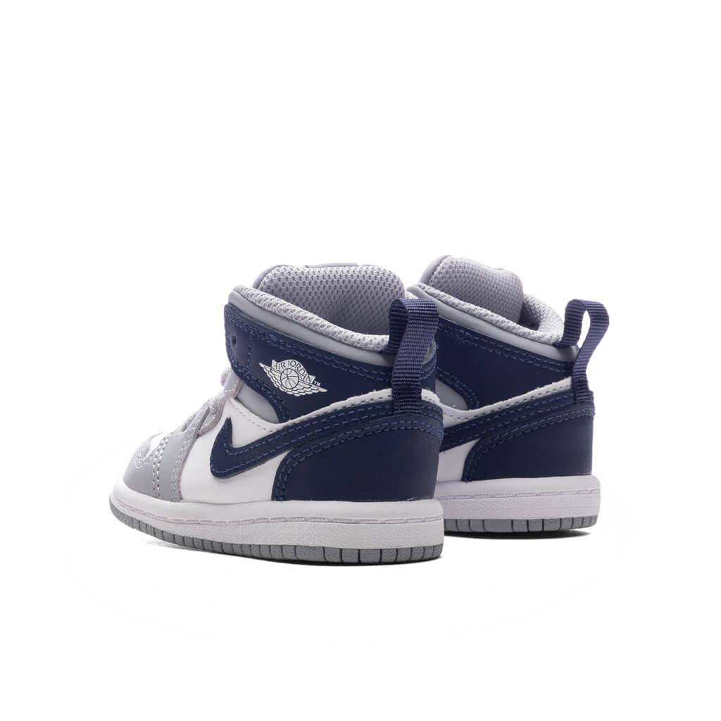 Jordan 1 Mid (TD) - White/Midnight Navy/Wolf Grey - Image 3