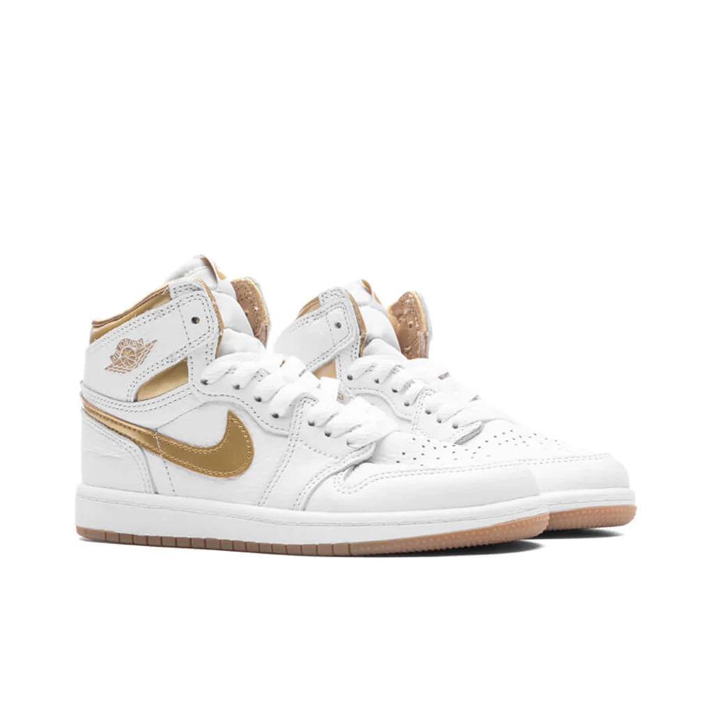 Jordan 1 Retro High OG (PS) - White/Metallic Gold/Gum Light Brown - Image 2