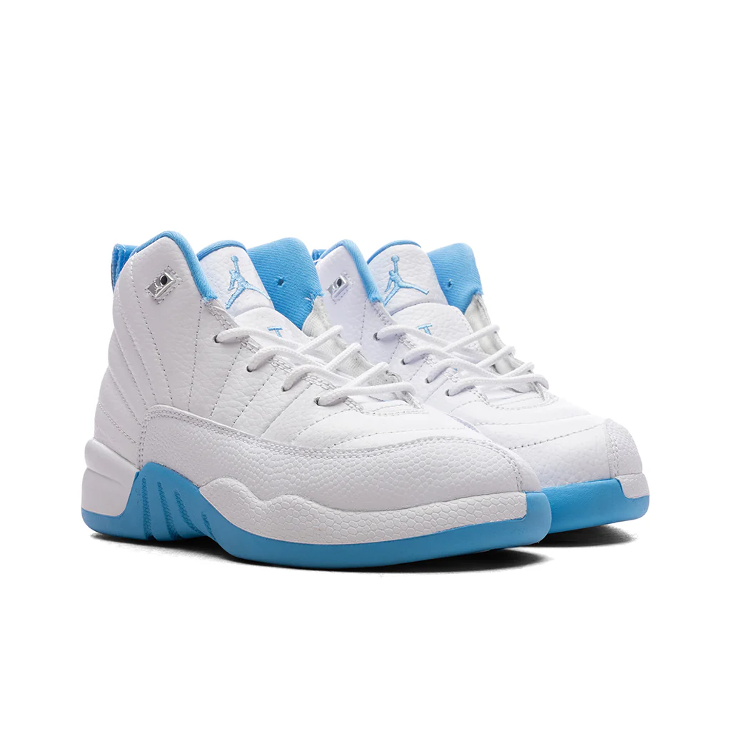 Air Jordan 12 Retro 'Melo' (PS) - White/University Blue/Metallic Silver - Image 2