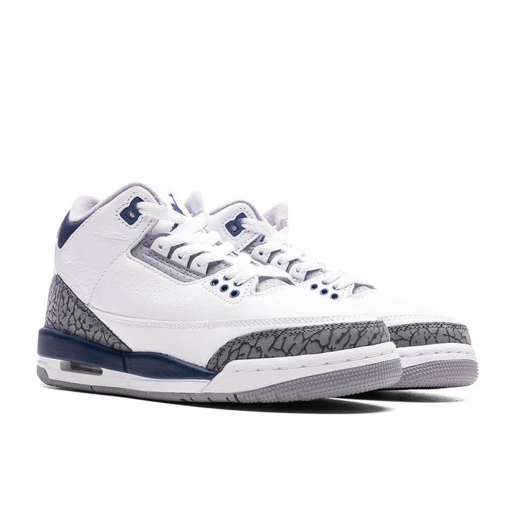 Air Jordan 3 Retro (GS) - White/Midnight Navy/Cement Grey - Image 2