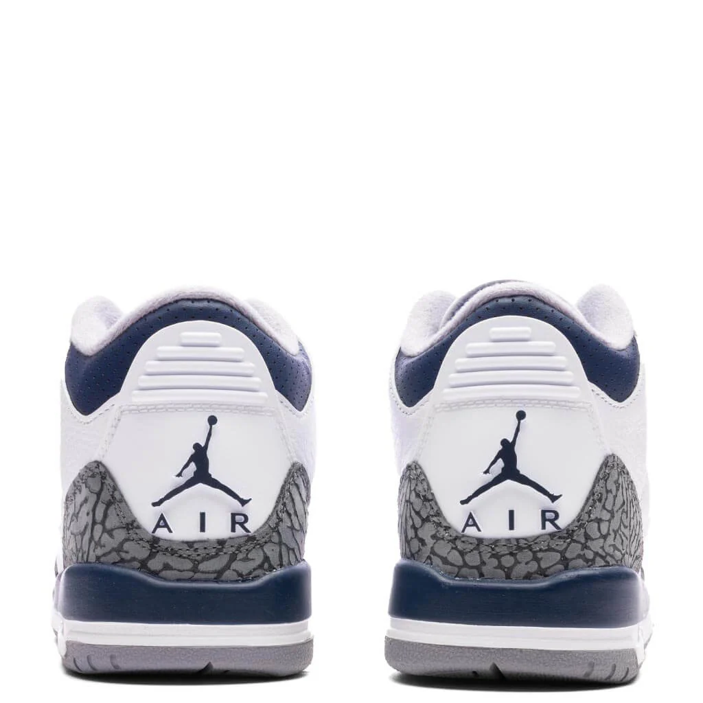 Air Jordan 3 Retro (GS) - White/Midnight Navy/Cement Grey - Image 5