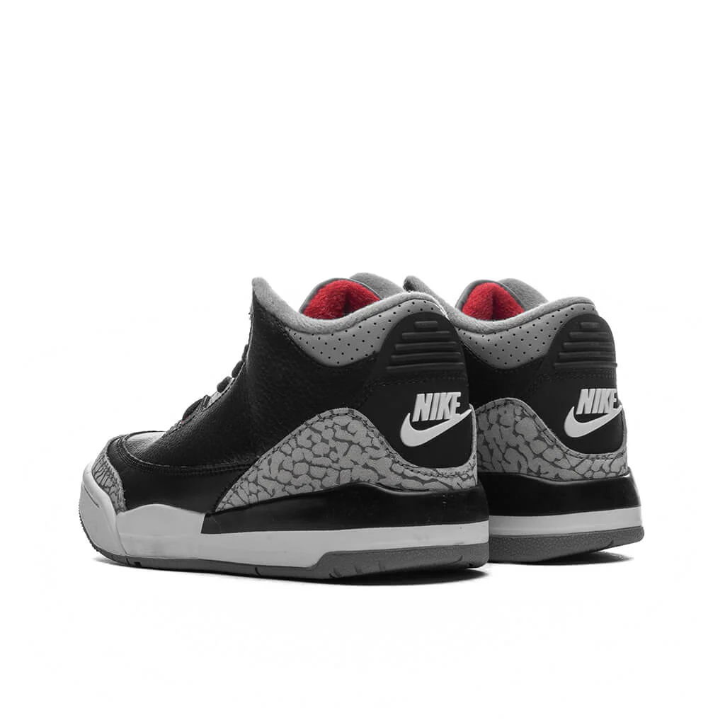 Air Jordan 3 Retro (PS) 'Black Cement' - Black/Fire Red/Cement Grey/Summit White - Image 3