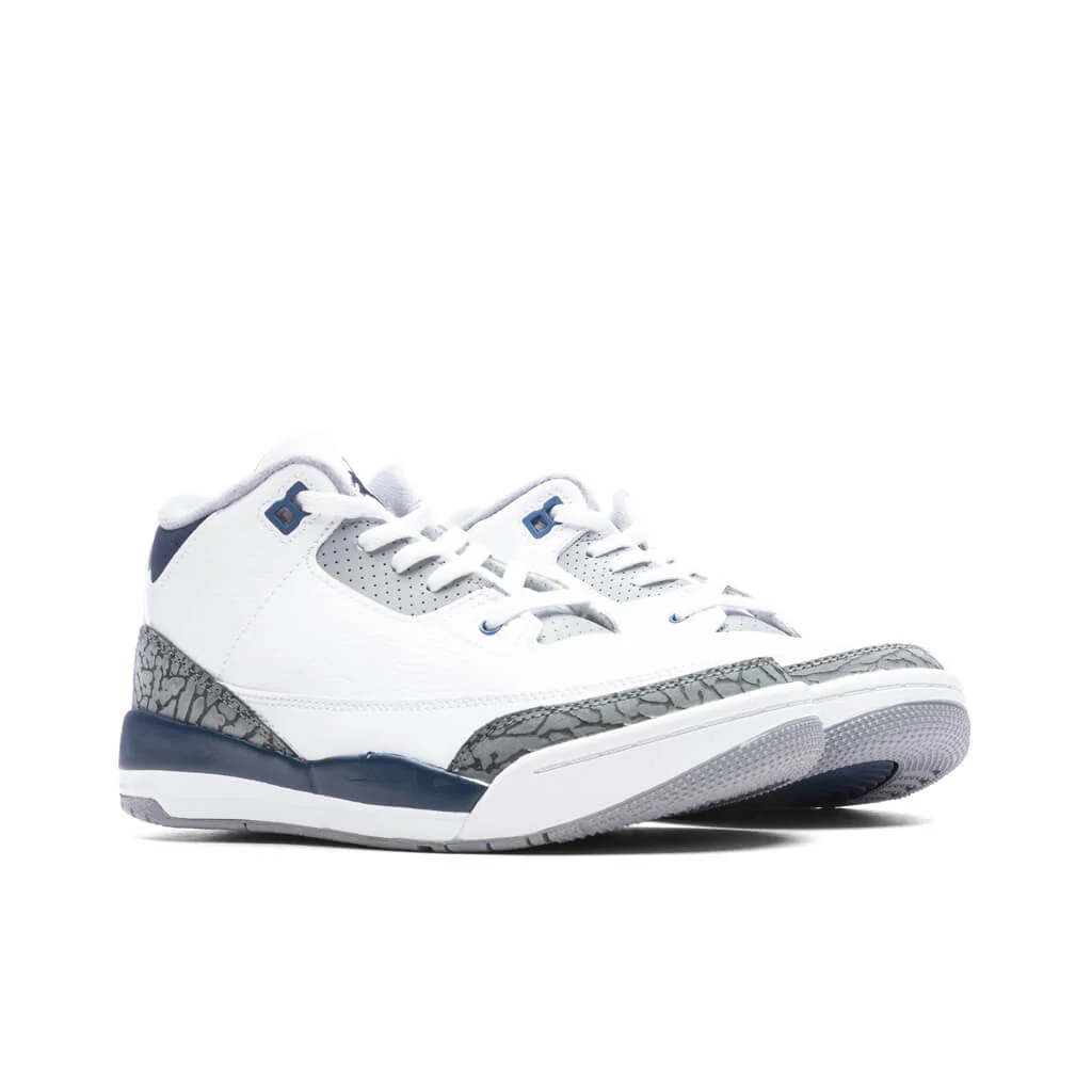 Air Jordan 3 Retro (PS) - White/Midnight Navy/Cement Grey - Image 2