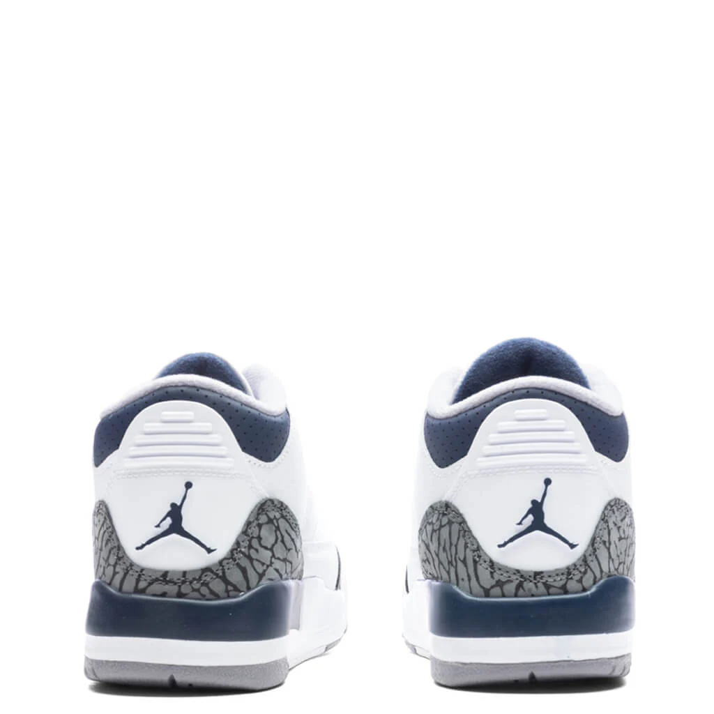 Air Jordan 3 Retro (PS) - White/Midnight Navy/Cement Grey - Image 4