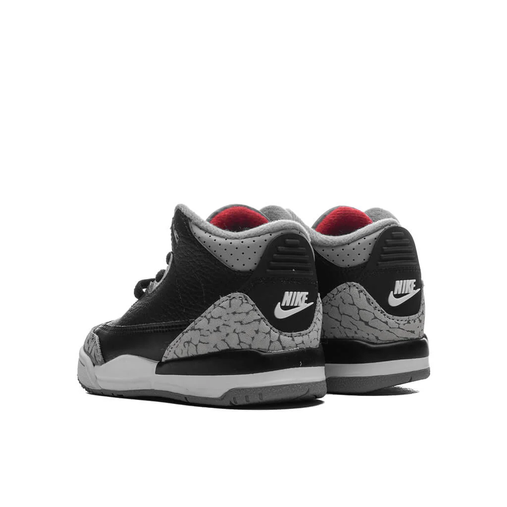 Air Jordan 3 Retro (TD) 'Black Cement' - Black/Fire Red/Cement Grey/Summit White - Image 3